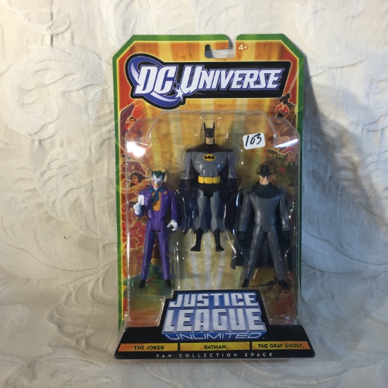 NIP Collector Mattel DC Universe Justice League unlimited 3 Pack Fan Collection 4"Tall Figures