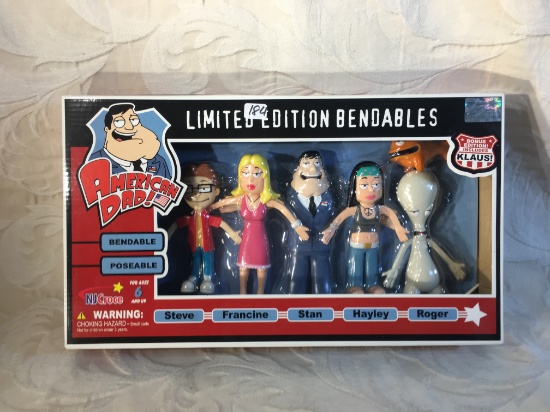 NIP Collector NJ Croce American Dad Limited Edition Bendable Action Figure Set 8.5"x14" Box