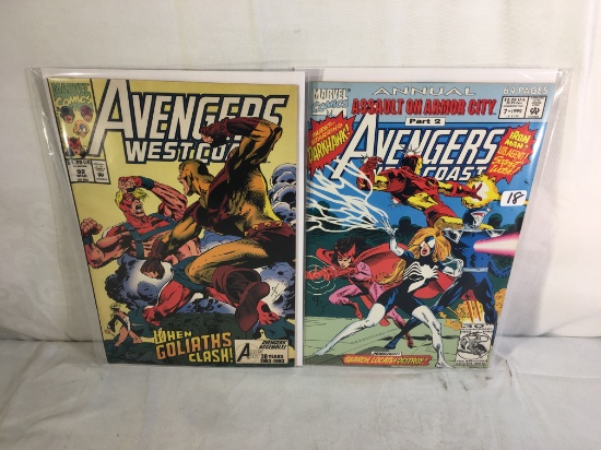 Lot of 2 Pcs Collector Vintage Marvel Comics The Avengers West Coast Comic Books No.7.92.