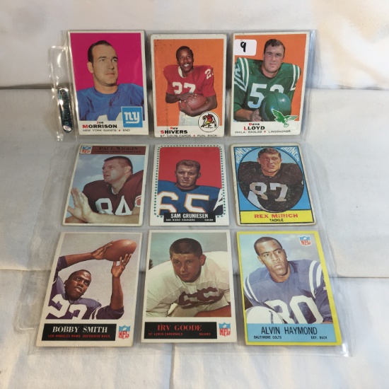 Lot of 9 Pcs Collector Vintage NFL Football Sport Trading Assorted Cards & Players - See Pictures