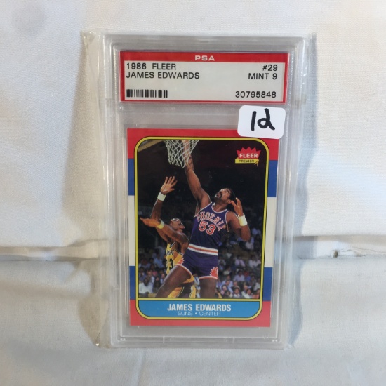 Collector Vintage PSA Graded 1986 Fleer #29 James Edwards Mint 9 30795848 NBA Sports Card