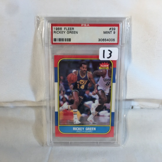 Collector Vintage PSA Graded 1986 Fleer #39 Rickey Green Mint 9 30654005 NBA Sports Card