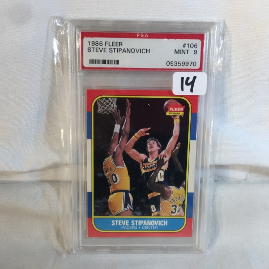 Collector Vintage PSA Graded 1986 Fleer #106 Steve Stipanovich Mint 9 05359970 NBA Sports Card