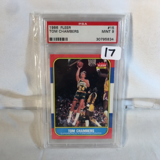 Collector Vintage PSA Graded 1986 Fleer #15 Tom Chambers Mint 9 30795834 NBA Sports Card