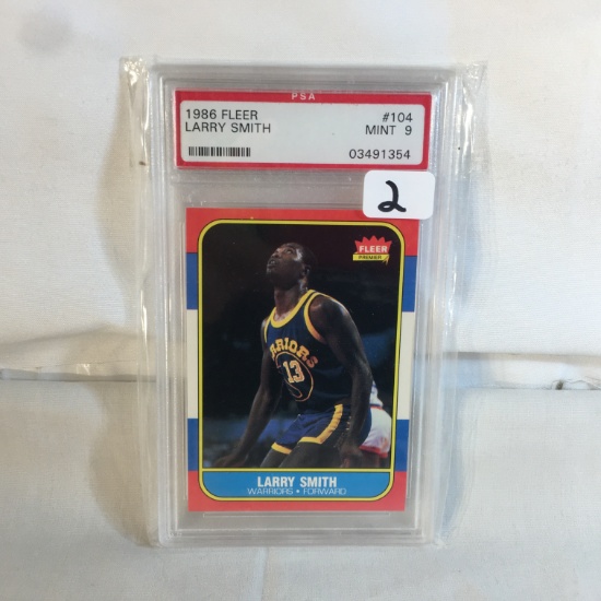Collector Vintage PSA Graded 1986 Fleer #104 Larry Smith Mint 9 03491354 NBA Sports Card