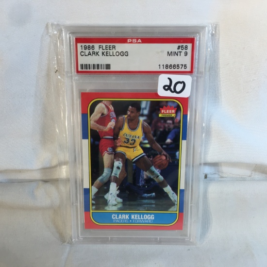 Collector Vintage PSA Graded 1986 Fleer #58 Clark Kellogg Mint 9 11866575 NBA Sports Card