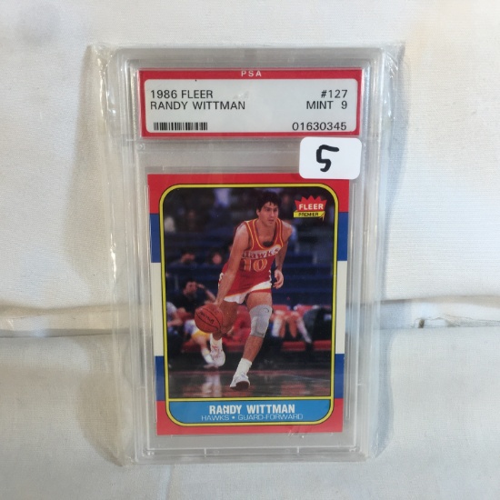 Collector Vintage PSA Graded 1986 Fleer #127 Randy Wittman Mint 9 01630345 NBA Sports Card