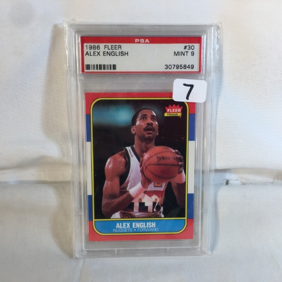 Collector Vintage PSA Graded 1986 Fleer #30 Alex English Mint 9 30795849 NBA Sports Card