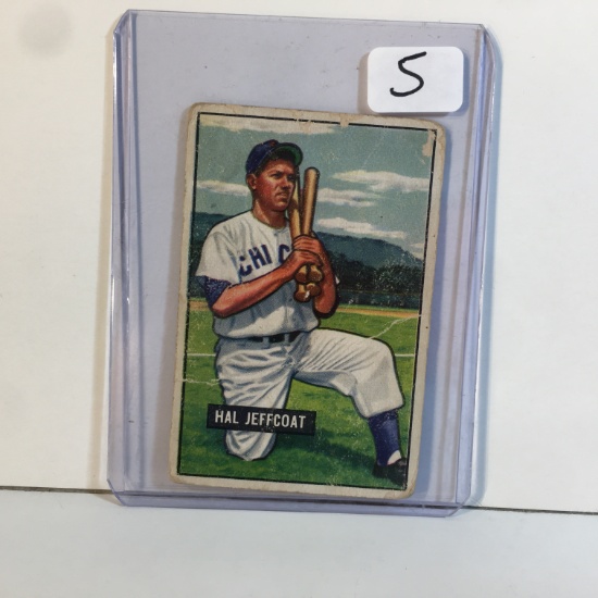 Collector Vintage 1951 Bowman Gum Baseball Picture Card Hal Jeffcoat Sport Card