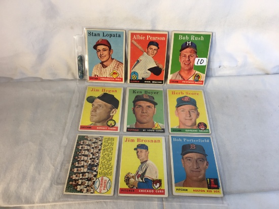 Lot of 9 Pcs Collector Vintage Assorted MLB Baseball Sport Trading Assorted Cards & Players