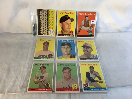 Lot of 9 Pcs Collector Vintage Assorted MLB Baseball Sport Trading Assorted Cards & Players