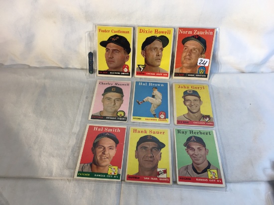 Lot of 9 Pcs Collector Vintage Assorted MLB Baseball Sport Trading Assorted Cards & Players