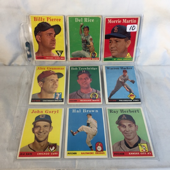 Lot of 9 Pcs Collector Vintage s MLB Baseball Sport Trading Assorted Cards & Players -See Photos
