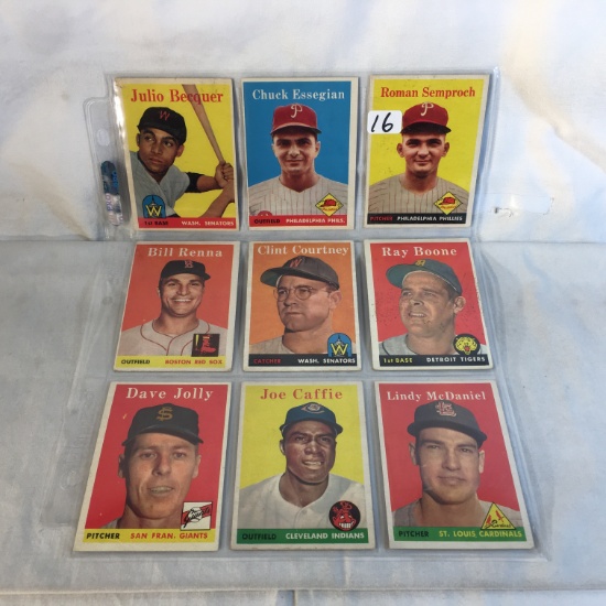 Lot of 9 Pcs Collector Vintage s MLB Baseball Sport Trading Assorted Cards & Players -See Photos