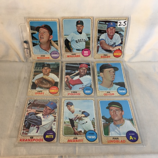 Lot of 9 Pcs Collector Vintage s MLB Baseball Sport Trading Assorted Cards & Players -See Photos
