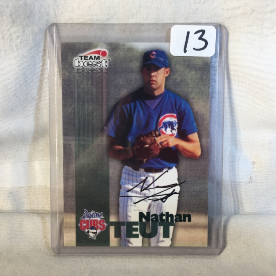 Collector 1999 Team Best Daytona Cubs Nathan Teut Baseball Trading Card Signed