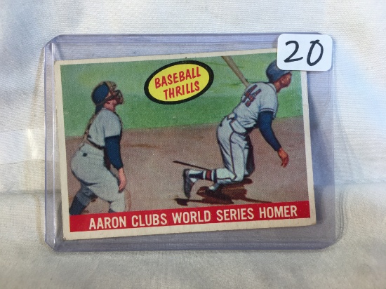 Collector Vintage 1957 Baseball Thrills Aaron Clubs World Series Homer Baseball Trading Card
