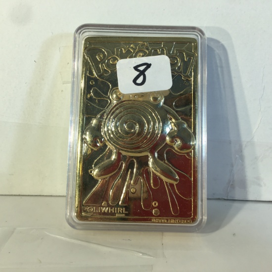 Collector Modern 1999 Pokemon Gold Plated Bar Pokemon - See Pictures