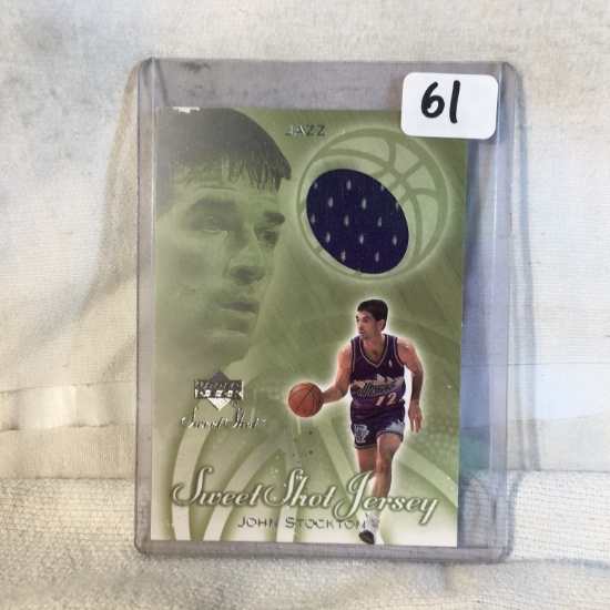 Collector 2001 Upper Deck NBA Basketball Sport Trading Card Game-Used Jersey by John Stockton Card