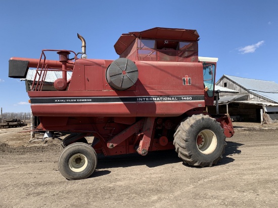 IH 1460 Axial Flow Combine, Goodyear 28L-26 Rubber,