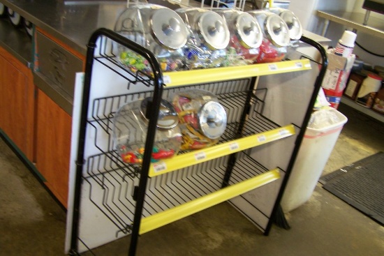 3 RACK SHELF W/ 9 CANDY DISPENSERS