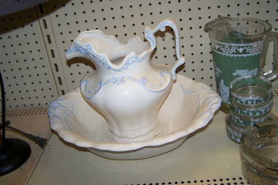 ANTIQUE WASH BOWL AND PITCHER
