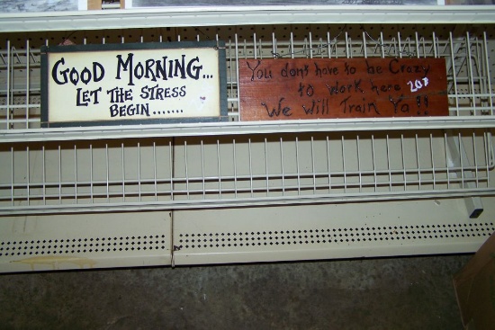 WOODEN HANGING SIGNS (2)