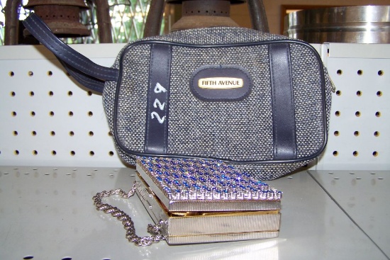 ANTIQUE PURSE AND BLUE PURSE