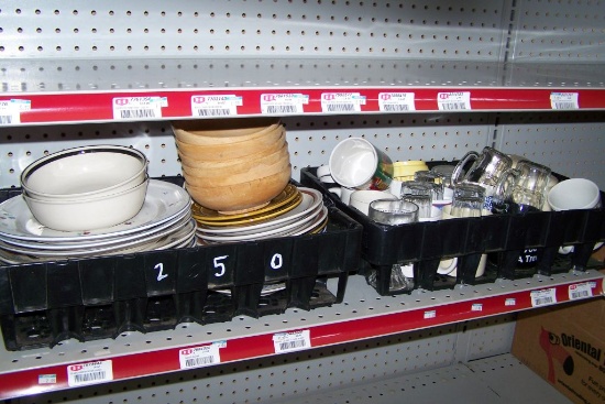 CRATES OF GLASS DISHES (3)