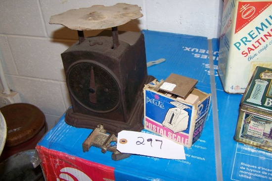 2 ANTIQUE SCALES & 1888 STANLEY LEVEL