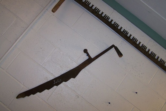 CROSS CUT SAW, 2 HAND SAWS, AND PICK AX