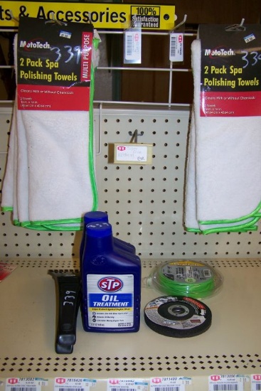 ICE SCRAPERS, OIL TREATMENT, METAL GRINDING WHEELS, WEEDEATER STRING, POLIS