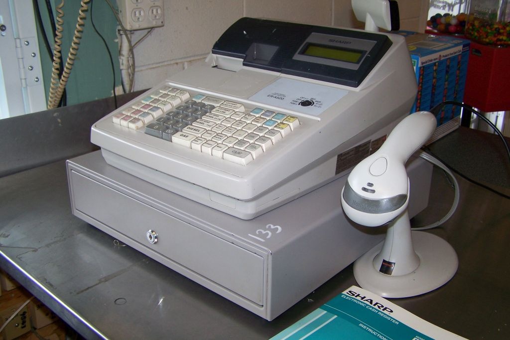sharp cash register with scanner