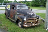 1955 CHEVROLET 3100 PANEL WAGON W/ MOTOR AND TRANSMISSION, WAS RUNNING WHEN
