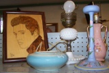 MISC LAMPS AND DECOR AND ELVIS PICTURE