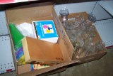 MISC BOX OF CONES, GLASS CUPS, MISC