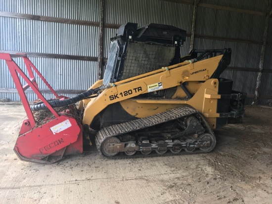 2005 CAT SK 120 TR SKID STEER, M: 287B, CAB, WITH FECON MULCHING HEAD, HOURS SHOWING: 1636,