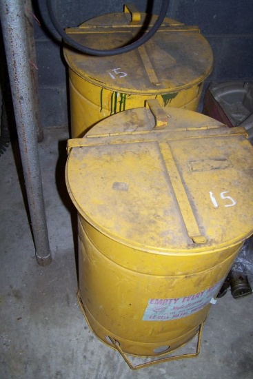 METAL GARBAGE CONTAINERS W/ LIDS (2)