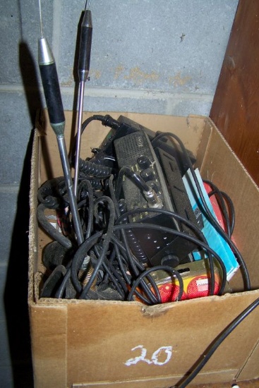 BOX OF CB RADIO AND SUPPLIES