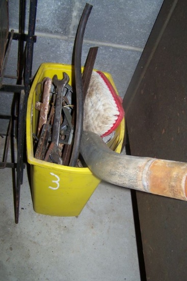 YELLOW CONTAINER FULL OF TOOLS