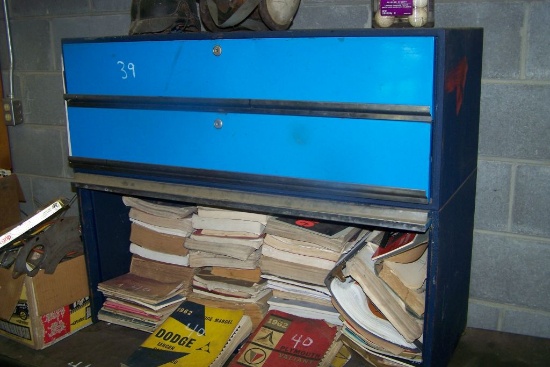 TWO DOOR SHELF W/ CONTENT