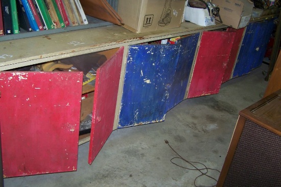 8 DOOR WOODEN CABINET AND CONTENT