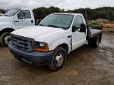 1999 FORD F350 FLATBED TRUCK, GAS ENGINE, AUTOMATIC, MILES SHOWING: 252,875