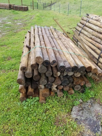 3 1/2" - 4" X 8' TREATED WOOD POSTS (55)