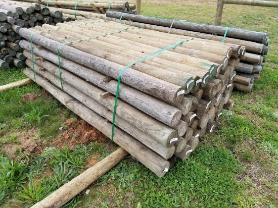 3 1/2" - 4" X 8' TREATED WOOD POSTS (55)