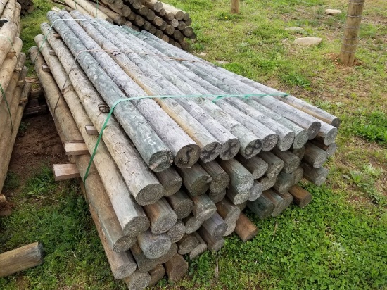 3 1/2" - 4" X 8' TREATED WOOD POSTS (55)