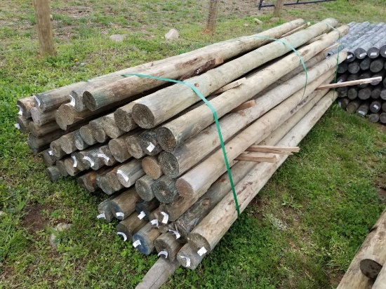 3 1/2" - 4" X 8' TREATED WOOD POSTS (55)