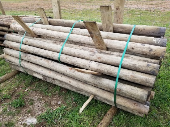 3 1/2" - 4" X 8' TREATED WOOD POSTS (55)