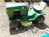 JOHN DEERE 111 RIDING LAWN MOWER, RUNS AND DRIVES LOCATED OFFSITE BUT WILL