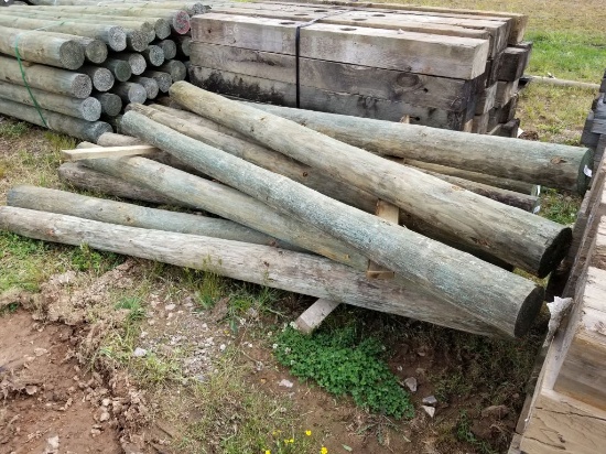 5" X 8' TREATED WOOD POSTS (11)